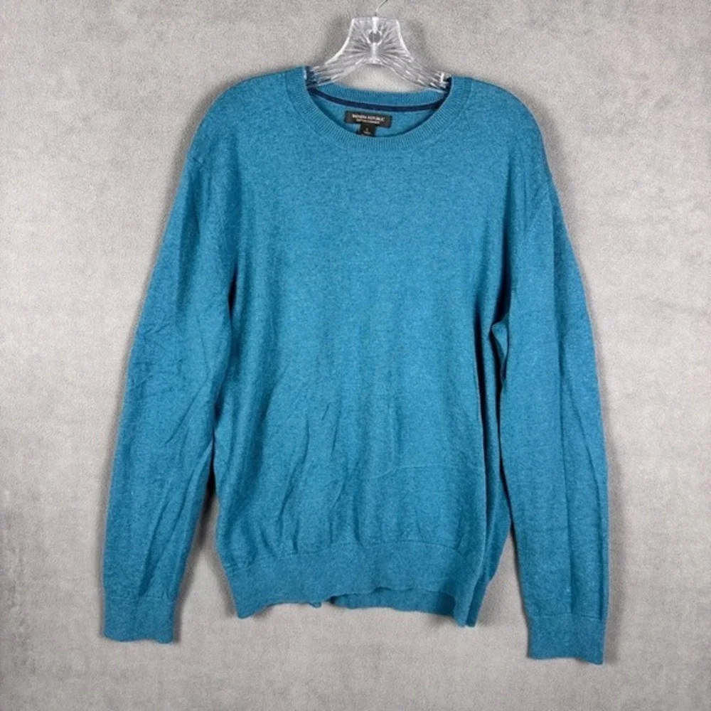 Banana Republic Sweater Men's‎ L Cotton Cashmere Pullover Crew Neck Blue